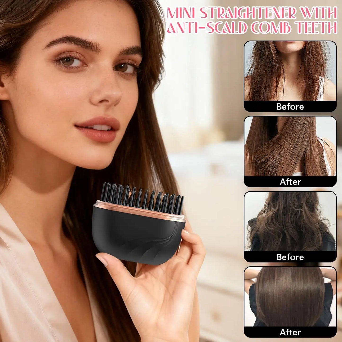 Luxivire GlideMini Pro - Escova Alisadora Portátil Sem Fios