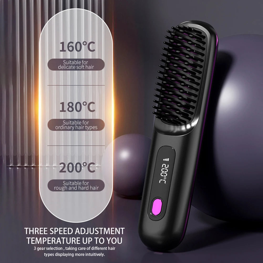 Luxivire IonicGlide Pro - Escova Alisadora Portátil Sem Fios