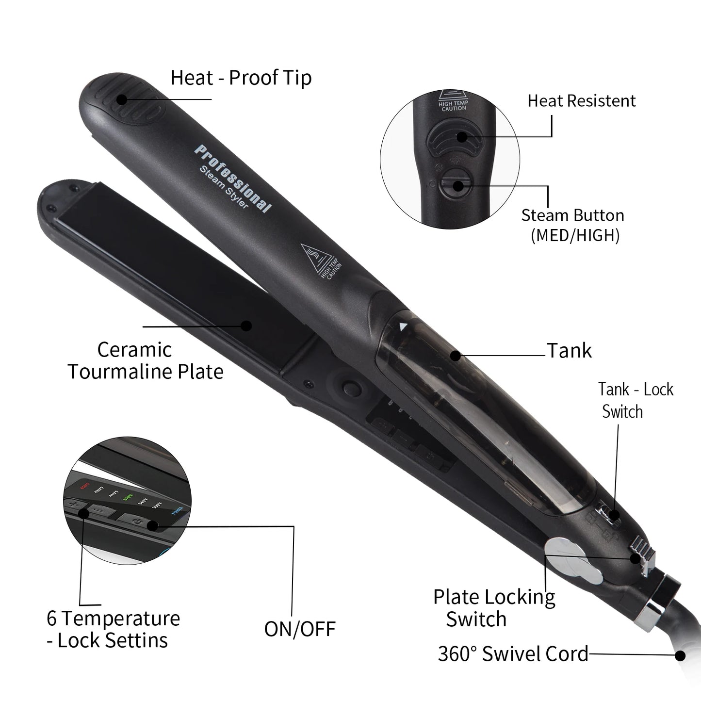 Luxivire SteamGlide Pro - Alisador a Vapor Profissional com Óleo de Argan