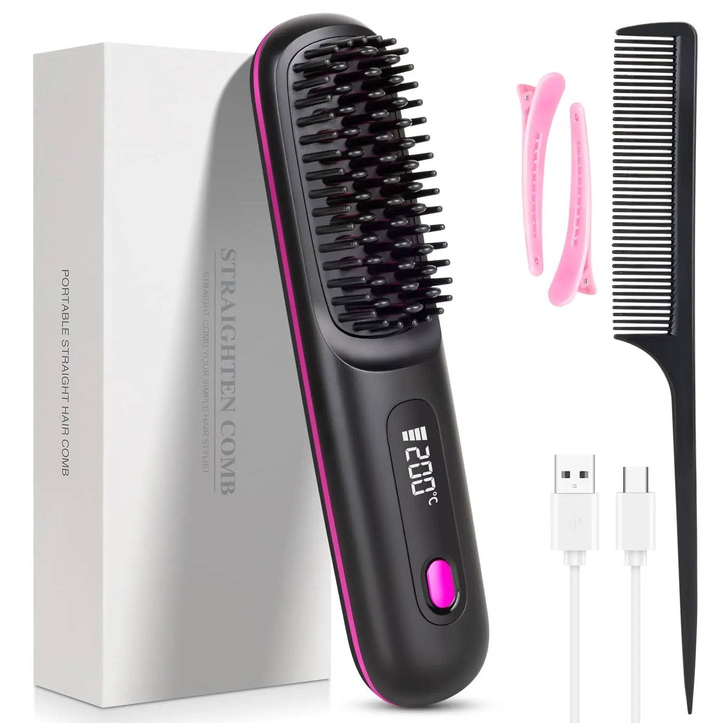 Luxivire IonicGlide Pro - Escova Alisadora Portátil Sem Fios